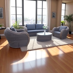 Juego de muebles de mimbre de imitación de ratán polivinílico, asientos de ocio para Patio exterior grande con forma de Luna para jardín o cubierta - Product Image 1