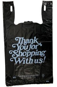 Vente en gros d'usine T-shirt imprimé Shopping sacs en plastique pour l'emballage des aliments supermarché utiliser «merci» sac à emporter - Product Image 3