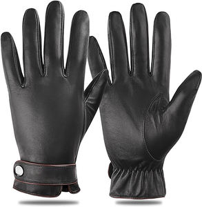 Gants d'hiver pour hommes d'affaires à la mode doublés chauds en cuir véritable Logo personnalisé Respirant Étanche Compatible avec les écrans tactiles Full - Product Image 5