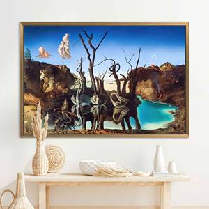 ผ้าใบพิมพ์ลายหงส์ซาลวาดอร์ดาลี-หงส์สะท้อนให้เห็นถึงงานศิลปะดาลี, 1P: กรอบทอง - Product Image 1