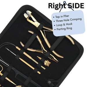 Kit d'outils pour extensions de cheveux avec applicateur à ruban adhésif, pince à sertir à trois trous, pinces à bec de canard, ciseaux, boucle et crochet antidérapants - Product Image 4