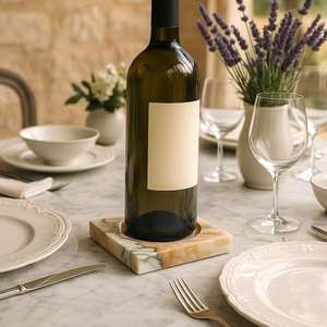 Handmade Marble <b>Wine</b> Bottle <b>Coaster</b> Minimalist Barware - Product Image 6