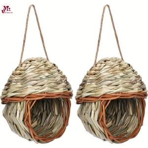 Venta al por mayor de casas de pájaros para colgar en el exterior, casa de anidación de colibrí tejida a mano, casa de pájaro colgante de hierba Natural, casa Nido de Pájaro - Product Image 4