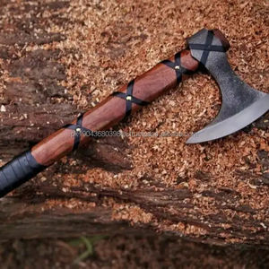 Ejes de acero de Damasco de alta calidad MS-Factory Uso multiusos con mango de madera personalizable Diseño popular Opciones de logotipo personalizado - Product Image 1