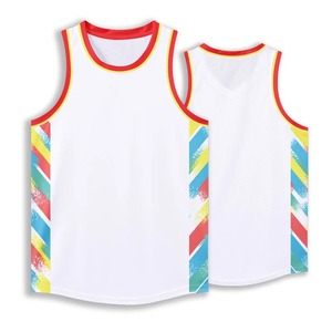 Maillot de basket-ball personnalisé pour hommes adultes, taille plus, sans manches, col en V, polyester, léger, respirant, durable, de haute qualité - Product Image 3