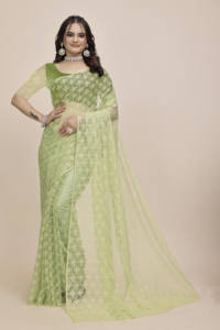 Saree prêt à porter Bollywood pour femmes | Saree à imprimé floral en soie d'art avec chemisier | Vêtements de fête, quotidiens et festifs - Product Image 2