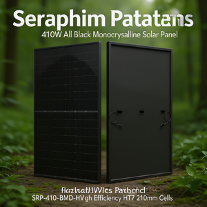 Panneau solaire monocristallin Seraphim 410W tout noir SRP-410-BMD-HV, haute efficacité, cellules HJT 210 mm - Product Image 1