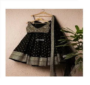 Lehenga negro perfecto que siempre has querido, que te hará lucir a la vista tela Georgette Lahnga 2023