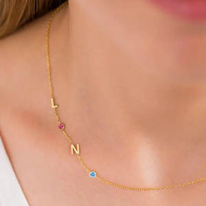 Collar con Nombre de 26 Letras del Alfabeto Inglés para Mujer, Acero Inoxidable, Chapado en Oro, Cadena de Eslabones con Diamantes Engastados, Regalos para Fiestas - Product Image 1