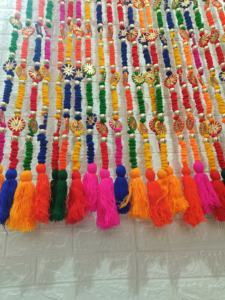 พู่ห้อยติดผนังหลากสีพร้อมลูกปัดและกระจกงานพวงมาลัยทำจากผ้าขนสัตว์สำหรับงานแต่งงานที่บ้านงานเลี้ยงและงานแต่ง - Product Image 2