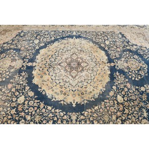 Alfombra Turca Vintage, Grande, 6.4x9 pies (195x273 cm), Alfombra de Lana con Diseño Floral Azul - Product Image 4