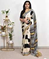 Saree lourd semi Gajji en tissu avec blouse fleur saree en soie creap premium