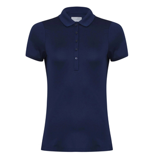 Polo de Manga Corta Azul Marino para Mujer, Corte Regular, Informal, Tejido de Punto, Color Sólido - Product Image 1