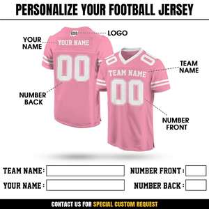 Maillot de football personnalisé rose pour hommes, col en V, manches courtes, maille respirante, uniforme d'équipe, logo, nom, numéro - Product Image 2