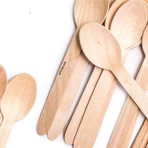 Precios de fábrica Trending Birchwood 160 mm Vajilla desechable Cubiertos Cuchara para pasteles Restaurantes Eventos para llevar Dulces - Product Image 2