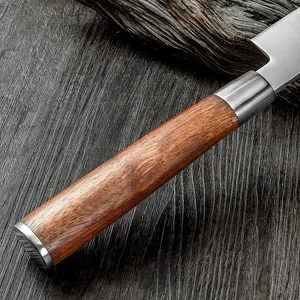 Couteau de cuisine japonais professionnel pour sushi, manche en bois de rose, acier damas, fait à la main, durable, extra-affûté, couteau de chef ambidextre - Product Image 2