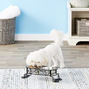 Support de jambes en métal lourd en acier inoxydable avec bols doubles de conception de tourbillon noir pour chats et chiens bol d'alimentation pour animaux de compagnie surélevé - Product Image 2