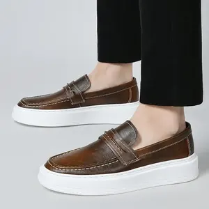 Mocasines de Cuero Genuino para Hombre, Diseño Sólido, Zapatos Casuales para Caminar - Product Image 3