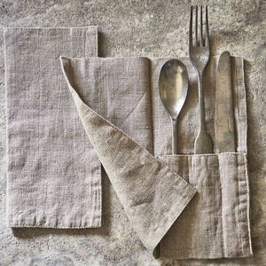 Linen cutlery pouch Portable Cotton Linen <b>Storage</b> <b>Bag</b> for Simple Knife Fork Flatware Sets for Outdoor Restaurant Home - Product Image 6