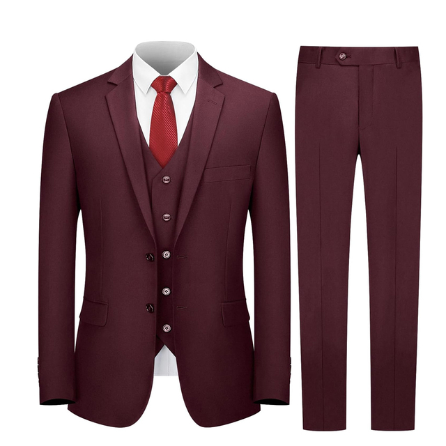 High Quality Classic Solid Men's 3-Piece Wedding Blazer Vests Pants Set Velour Fabric Customizable Formal Business Breathable