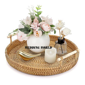 Bandeja de servicio de ratán elegante, plato de diseñador hecho a mano de excelente calidad, bandeja de servicio de ratán nueva elegante clásica - Product Image 6