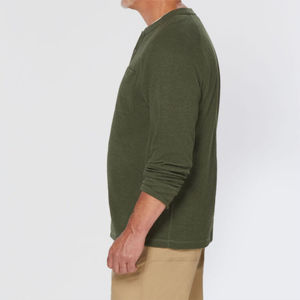 T-shirt à manches longues pour homme 2025, 100 % coton tricoté, double couche, séchage rapide, imprimé numérique, respirant, coupe classique unie - Product Image 6