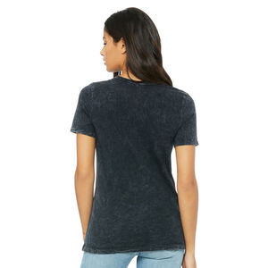 เสื้อยืดแขนสั้นพิมพ์ลายเบลล่า + แคนวาสสำหรับผู้หญิง, เสื้อยืดแขนสั้น CVC สี missy RING-spun Crewneck พร้อมแผ่นปะตกแต่งคอปกเสื้อ - Product Image 2