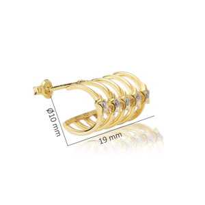 Pendientes de plata de piedra CZ de aro múltiple único, joyería de plata de ley 925 turca de moda hecha a mano fina al por mayor - Product Image 5