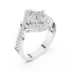 Anillo de Oro de 18K con Patrón Grabado Elegante Anillo de Diamantes para Mujer - Product Image 4