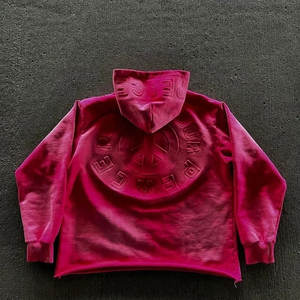 Hoodie court unisexe de haute qualité 100% coton lourd avec broderie 3D, couleurs personnalisées, streetwear, hiver, taille standard - Product Image 2