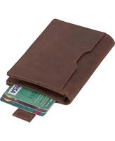 Dompet kartu kredit kulit asli, dompet pemegang kartu kredit/klip/tombol penutup, logam ramping RFID cerdas panjang pendek