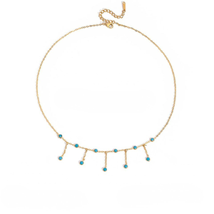 Collar de Cadena de Serpiente con Cuentas de Turquesa y Borlas, Chapado en Oro de 18K, de Acero Inoxidable, Elegante y Moderno, Accesorio de Moda J&D - Product Image 4