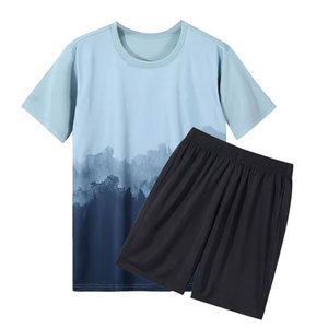 Unisex Summer Gym Short <b>Set</b> 100% Cotton <b>Knitted</b> T-Shirt and Matching Shorts Casual Style for Men and Women - Product Image 3