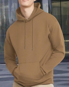 เสื้อสวมหัวแบบลำลองของผู้ชายเสื้อสเวตเตอร์โอเวอร์ไซส์มีฮู้ดสีพื้นทำจากผ้าฝ้าย100% - Product Image 3