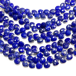 Vente en gros de 7mm bleu Lapiz Lazuli facettes en forme de coeur perles de pierre Briolette approvisionnement calibré - Product Image 3