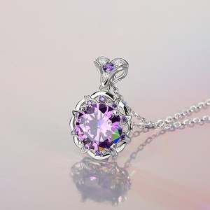 สร้อยคอคริสตัลเงินสเตอร์ลิงทรงกลมประดับดอกไม้เจลิยาอเมทิสต์ - Product Image 6