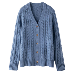 Suéter de gran tamaño suelto de alta calidad con logotipo personalizado al por mayor, suéter grueso de moda cálido con cuello redondo para mujer, suéter antibolitas - Product Image 5