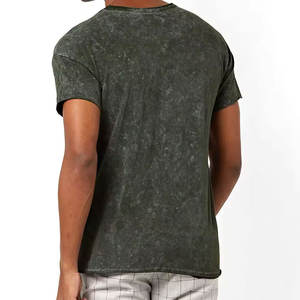 Camisetas lavadas con ácido informales para hombres de alta calidad Diseño de manga corta personalizado con el último estilo de color sólido - Product Image 3