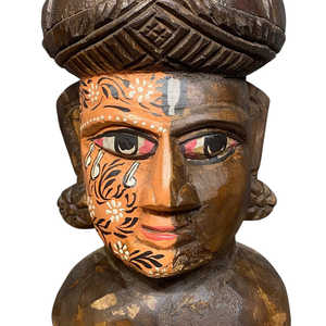 Cabeza de Buda de Madera Pintada a Mano con Diseño Tradicional, Proceso de Retrato Hecho a Mano - Product Image 2