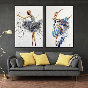 Pittura astratta grande strutturata moderna della <span class=keywords><strong>Ballerina</strong></span> incorniciata arte della parete della tela di Impasto della ragazza danzante pittura a olio per la decorazione del salotto - Product Image 4