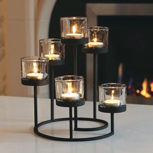 Candelabro de aluminio de seis niveles para decoración de bodas, diseño moderno, acabado de alta calidad, portavelas y recipientes para velas - Product Image 1