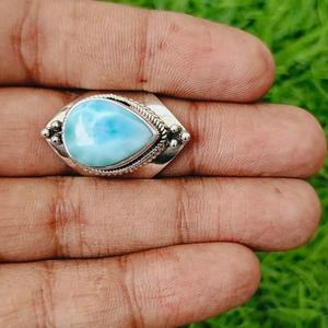 แหวนลาริมาร์เงินสเตอร์ลิงทำมือ925สำหรับผู้หญิงประดับด้วยพลอยพลอยรูปทรงลูกแพร์คลาสสิกสำหรับงานแต่งงานวันครบรอบวันเกิด - Product Image 5