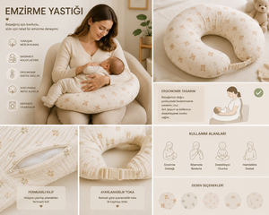 Almohadas de Lactancia para Bebés al por Mayor, 100% Algodón Muselina, Cojín Ergonómico para Amamantar, Correa Ajustable para la Cintura, Funda Extraíble, Turquía - Product Image 5