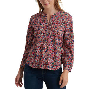 Top da Donna Lucky Brand con Stampa Floreale Boho in Cotone Popeline, Casual Ricamato, Vestibilità Ampia, Taglia XS, per Autunno Primavera, Rosso - Product Image 1