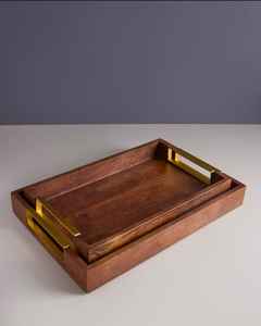 ถาดเสิร์ฟอาหารทำจากไม้พร้อมด้ามจับทองเหลืองสำหรับ100% - Product Image 3