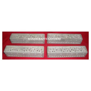 Boîtes à crayons de sculpture en stéatite naturelle faite à la main de forme rectangulaire indienne pour la fabrication et la vente en gros de cadeaux d'anniversaire - Product Image 1