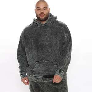 Survêtement surdimensionné vintage délavé à l'acide deux pièces ensemble de pulls ras du cou à manches longues avec survêtement de conception de logo personnalisé pour hommes - Product Image 4