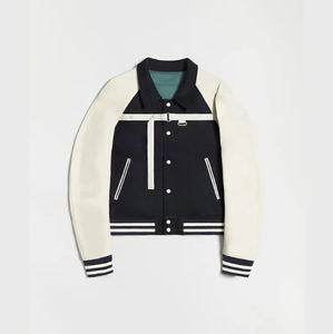 Chaqueta universitaria con letras bordadas personalizadas de alta calidad para hombre, tela duradera y mangas de cuero de retazos, chaqueta de talla grande - Product Image 3