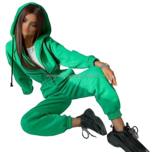 Conjunto Deportivo de Sudadera con Capucha y Pantalones Jogger para Mujer, con Logotipo Personalizado, 100% Algodón, Estilo Casual Otoñal, Traje de Una Pieza - Product Image 2