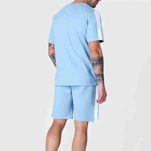 Conjunto de Verano para Hombre 2026, Camiseta y Pantalones Cortos de Alta Calidad, Color Azul Cielo, para Playa - Product Image 6